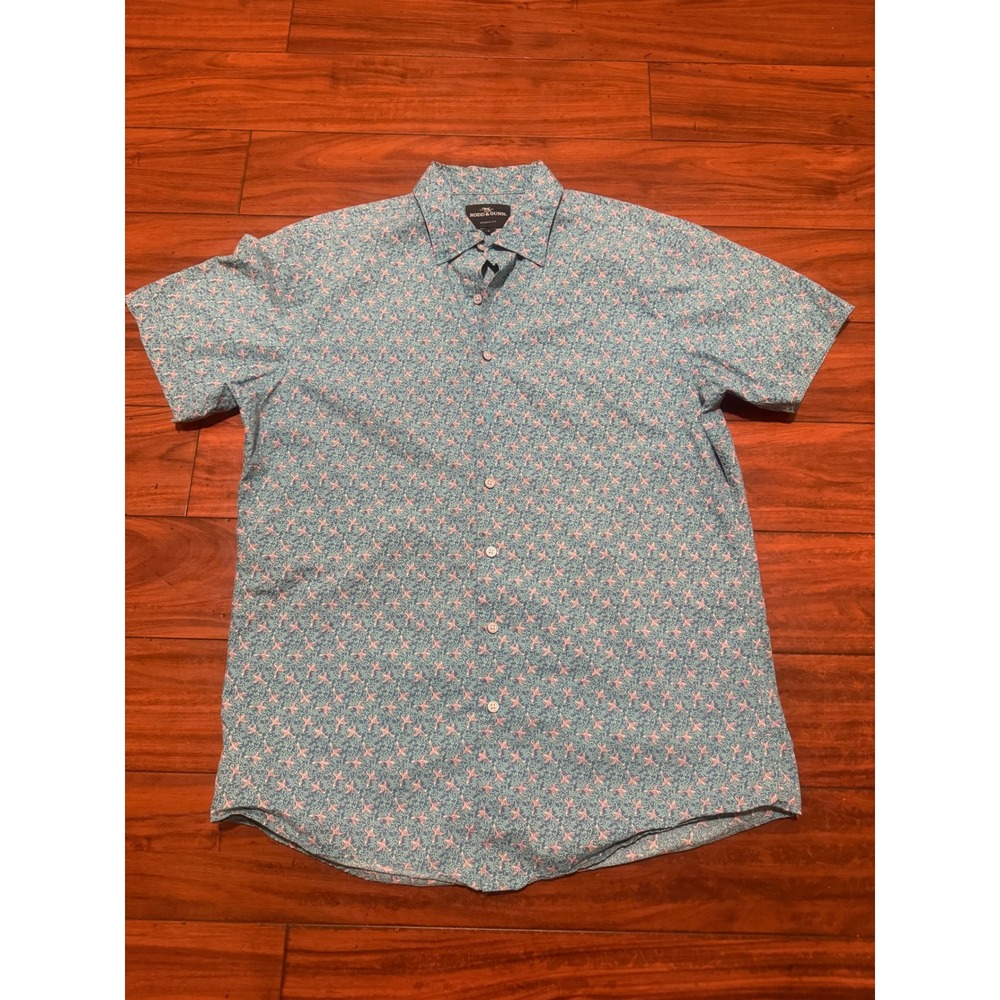 Rodd & Gunn Mens Sports Fit Short Sleeve Button Down Shirt  Bird Print L